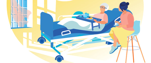 Illustration of a patient in hospital bed