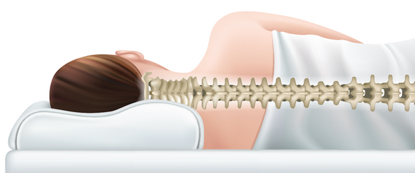 Diagram of side sleeping with pillow