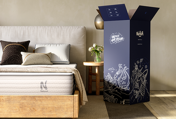 Front shot of the Nolah Natural 11 inch with box