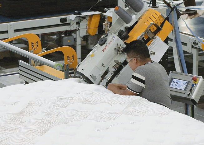 Nolah mattress in production at Arizona factory.